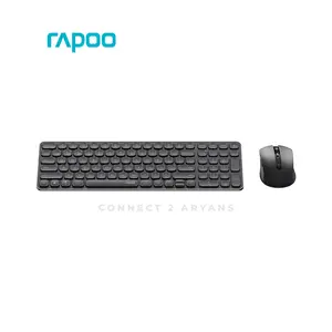Rapoo 9350S Multi-Mode Wireless Keyboard & Mouse Combo Black, Bluetooth 5.0 & 2.4GHz Wireless Connectivity, Rechargeable Keyboard and Mouse, Ultra-Slim Design, Multi-Device Desktop Combo