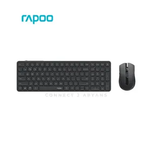 Rapoo 9350S Multi-Mode Wireless Keyboard & Mouse Combo Black, Bluetooth 5.0 & 2.4GHz Wireless Connectivity, Rechargeable Keyboard and Mouse, Ultra-Slim Design, Multi-Device Desktop Combo