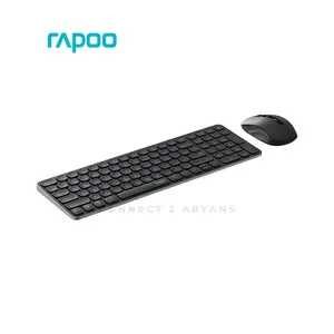 Rapoo 9350S Multi-Mode Wireless Keyboard & Mouse Combo Black, Bluetooth 5.0 & 2.4GHz Wireless Connectivity, Rechargeable Keyboard and Mouse, Ultra-Slim Design, Multi-Device Desktop Combo