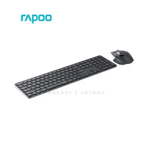 Rapoo 9560M Multi-Mode Wireless Keyboard & Mouse Combo Black, Bluetooth 5.0 & 2.4GHz Wireless Connectivity, Ultra-Slim Keyboard, 1600 DPI Adjustable Mouse, Multi-Device Desktop Combo