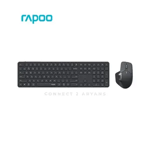Rapoo 9560M Multi-Mode Wireless Keyboard & Mouse Combo Black, Bluetooth 5.0 & 2.4GHz Wireless Connectivity, Ultra-Slim Keyboard, 1600 DPI Adjustable Mouse, Multi-Device Desktop Combo
