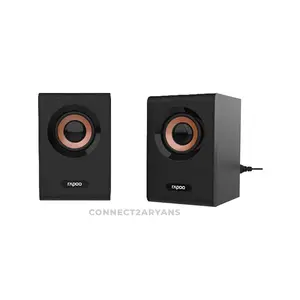 Rapoo A80 Wired Compact Stereo Speakers Black, Stereo Audio Output, USB Powered Design, 3.5mm Audio Input, Compact Desktop Speaker System