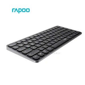 Rapoo E9050L Black Multi-Mode Wireless Keyboard, 78-Key Compact Layout, Bluetooth 5.0 & 2.4GHz Wireless, Ultra-Slim 5.3mm Design, Rechargeable Battery, Aluminum Alloy Frame