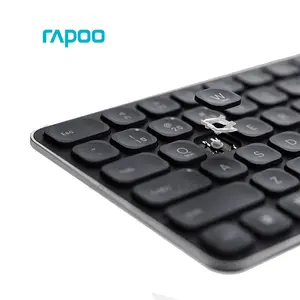 Rapoo E9050L Black Multi-Mode Wireless Keyboard, 78-Key Compact Layout, Bluetooth 5.0 & 2.4GHz Wireless, Ultra-Slim 5.3mm Design, Rechargeable Battery, Aluminum Alloy Frame