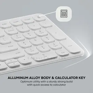 Rapoo E9350L Wireless Rechargeable Keyboard White, 99-Key Compact Layout, Bluetooth 5.0 & 2.4GHz Wireless, Ultra-Slim 5.3mm Design, Aluminum Alloy Frame, Multi-Device Keyboard