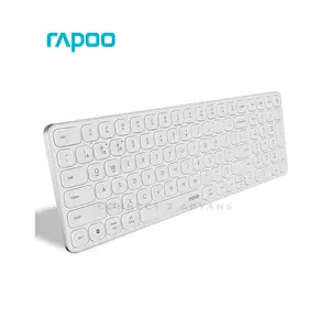 Rapoo E9350L Wireless Rechargeable Keyboard White, 99-Key Compact Layout, Bluetooth 5.0 & 2.4GHz Wireless, Ultra-Slim 5.3mm Design, Aluminum Alloy Frame, Multi-Device Keyboard