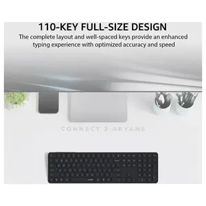 Rapoo E9550L Wireless Rechargeable Keyboard Black, 110-Key Full-Size Layout, Bluetooth 5.0 & 2.4GHz Wireless, Ultra-Slim Design, Aluminum Alloy Frame, Multi-Device Keyboard