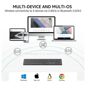 Rapoo E9550L Wireless Rechargeable Keyboard Black, 110-Key Full-Size Layout, Bluetooth 5.0 & 2.4GHz Wireless, Ultra-Slim Design, Aluminum Alloy Frame, Multi-Device Keyboard