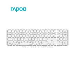 Rapoo E9550L Wireless Rechargeable Keyboard White , 110-Key Full-Size Layout, Bluetooth 5.0 & 2.4GHz Wireless, Ultra-Slim Aluminum Alloy Design, Multi-Device Keyboard