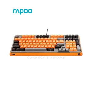 Rapoo ESK750 RGB Backlit Mechanical Gaming Keyboard, 98-Key Compact Layout, 60 Million Keystrokes Mechanical Switches, Full-Key Conflict-Free N-Key Rollover, Wired USB Plug-and-Play, Orange Grey Black, ESK750-98