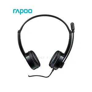 Rapoo H100 3.5mm Wired Stereo Headset Black, Dual 3.5mm Audio Connectors, Noise Reduction Microphone, Stereo Audio Performance, Adjustable Lightweight Headset