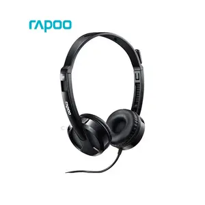 Rapoo H100 3.5mm Wired Stereo Headset Black, Dual 3.5mm Audio Connectors, Noise Reduction Microphone, Stereo Audio Performance, Adjustable Lightweight Headset