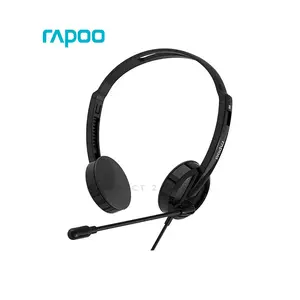 Rapoo H102 3.5mm Wired Stereo Headset Black, Dual 3.5mm Audio Connectors, Noise Reduction Microphone, Stereo Audio Performance, Adjustable Lightweight Headset