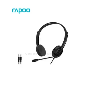 Rapoo H102 3.5mm Wired Stereo Headset Black, Dual 3.5mm Audio Connectors, Noise Reduction Microphone, Stereo Audio Performance, Adjustable Lightweight Headset