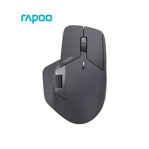 Rapoo MT760L Multi-Mode Wireless Ergonomic Mouse, Bluetooth 5.0/4.0 & 2.4GHz Connectivity, Adjustable 4000 DPI Sensor, 10 Programmable Buttons, Rechargeable Battery, Black