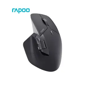 Rapoo MT760L Multi-Mode Wireless Ergonomic Mouse, Bluetooth 5.0/4.0 & 2.4GHz Connectivity, Adjustable 4000 DPI Sensor, 10 Programmable Buttons, Rechargeable Battery, Black
