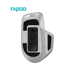 Rapoo MT760L Multi-Mode Wireless Ergonomic Mouse, Bluetooth 5.0/4.0 & 2.4GHz Connectivity, Adjustable 4000 DPI Sensor, 10 Programmable Buttons, Rechargeable Battery, Grey