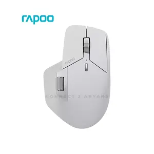 Rapoo MT760L Multi-Mode Wireless Ergonomic Mouse, Bluetooth 5.0/4.0 & 2.4GHz Connectivity, Adjustable 4000 DPI Sensor, 10 Programmable Buttons, Rechargeable Battery, Grey