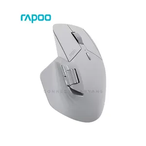 Rapoo MT760L Multi-Mode Wireless Ergonomic Mouse, Bluetooth 5.0/4.0 & 2.4GHz Connectivity, Adjustable 4000 DPI Sensor, 10 Programmable Buttons, Rechargeable Battery, Grey