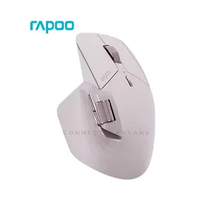 Rapoo MT760L Multi-Mode Wireless Ergonomic Mouse, Bluetooth 5.0/4.0 & 2.4GHz Connectivity, Adjustable 4000 DPI Sensor, 10 Programmable Buttons, Rechargeable Battery, Pink