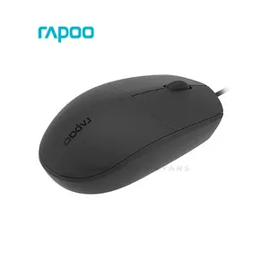 Rapoo N200 Wired Optical Mouse, 1600 DPI High-Resolution Sensor, Ambidextrous Full-Size Design, USB Plug-and-Play Office Mouse