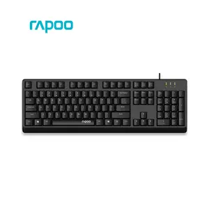 Rapoo NK1900 Wired USB Keyboard, 104-Key Full-Size Layout, Spill-Resistant Design, Multimedia Hotkeys, Laser-Carved Keycaps, Membrane Office Keyboard