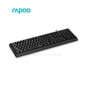 Rapoo NK1900 Wired USB Keyboard, 104-Key Full-Size Layout, Spill-Resistant Design, Multimedia Hotkeys, Laser-Carved Keycaps, Membrane Office Keyboard