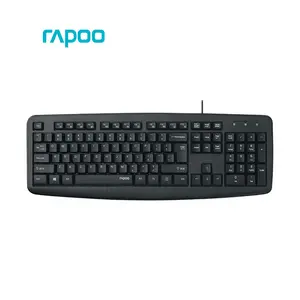 Rapoo NK2600 Wired USB Keyboard, 104-Key Full-Size Layout, Spill-Resistant Design, Multimedia Hotkeys, Palm Rest Support, Membrane Office Keyboard