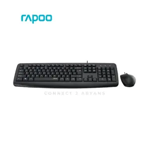 Rapoo NX1600 Wired Keyboard and Mouse Combo Black, 104-Key Full-Size Keyboard, 1000 DPI Optical Mouse, Spill-Resistant Design, USB Plug-and-Play Desktop Combo