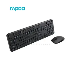 Rapoo X260S Wireless Keyboard and Mouse Combo Black, 104-Key Full-Size Keyboard, 1000 DPI Optical Mouse, 2.4GHz Wireless Connectivity, Spill-Resistant Design, USB Nano Receiver Desktop Combo