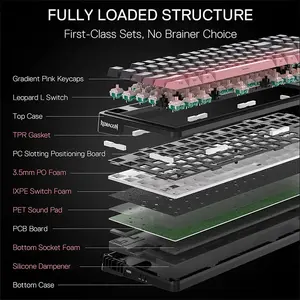 Redragon Antonium Pro K728 WBB-RGB-PRO Mechanical Gaming Keyboard, 80% Compact Layout, Tri-Mode Wireless Connectivity, Gasket Mount Structure, Hot-Swappable Mechanical Design, RGB Backlighting Effects