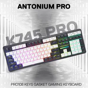 Redragon Antonium Pro K745WB RGB-PRO Tri-Mode RGB Gaming Keyboard, Wired USB-C, Bluetooth, 2.4GHz Wireless Connectivity, Mechanical Gaming Design with Multi-Device Support