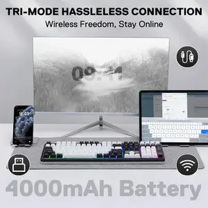 Redragon Antonium Pro K745WB RGB-PRO Tri-Mode RGB Gaming Keyboard, Wired USB-C, Bluetooth, 2.4GHz Wireless Connectivity, Mechanical Gaming Design with Multi-Device Support