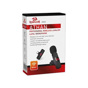 Redragon Athan GM-93 Wireless Lavalier Microphone, Wireless Audio Transmission, ANC Noise Cancellation Technology, Portable Audio Recording Design, Content Creation and Mobile Recording Microphone