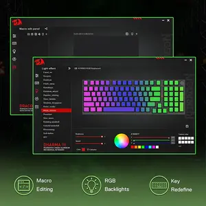 Redragon K740 BG Dharma RGB Mechanical Gaming Keyboard, Full-Size Layout, Hot-Swappable Mechanical Switches, RGB Backlighting Effects, Wired USB Connectivity, Gaming Keyboard