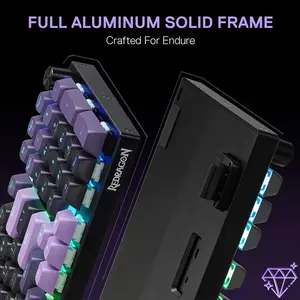 Redragon K740BP Dharma Pro RGB Mechanical Gaming Keyboard, Full-Size Layout, Tri-Mode Wireless Connectivity, Hot-Swappable Mechanical Switches, RGB Backlighting Effects, Gaming Keyboard