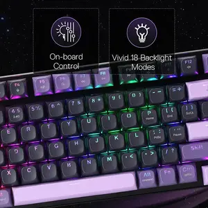 Redragon K740BP Dharma Pro RGB Mechanical Gaming Keyboard, Full-Size Layout, Tri-Mode Wireless Connectivity, Hot-Swappable Mechanical Switches, RGB Backlighting Effects, Gaming Keyboard