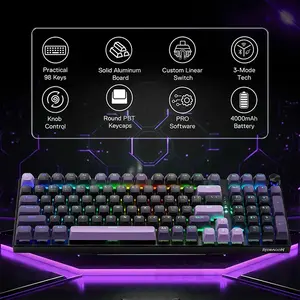 Redragon K740BP Dharma Pro RGB Mechanical Gaming Keyboard, Full-Size Layout, Tri-Mode Wireless Connectivity, Hot-Swappable Mechanical Switches, RGB Backlighting Effects, Gaming Keyboard