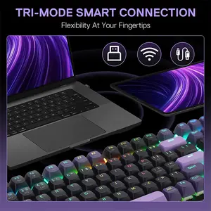 Redragon K740BP Dharma Pro RGB Mechanical Gaming Keyboard, Full-Size Layout, Tri-Mode Wireless Connectivity, Hot-Swappable Mechanical Switches, RGB Backlighting Effects, Gaming Keyboard