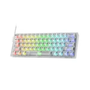 Redragon K617 CT Transparent RGB Mechanical Gaming Keyboard, 61-Key Compact 60% Layout, Transparent Chassis Design, Wired USB Connectivity, RGB Backlighting Effects, Mechanical Gaming Keyboard