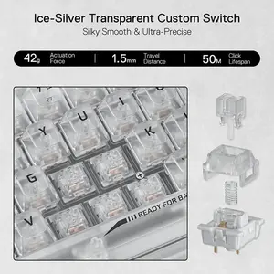 Redragon K617 CT Transparent RGB Mechanical Gaming Keyboard, 61-Key Compact 60% Layout, Transparent Chassis Design, Wired USB Connectivity, RGB Backlighting Effects, Mechanical Gaming Keyboard