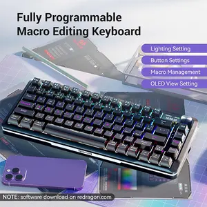 Redragon Flekact Pro K708-RGB Pro Tri-Mode RGB Gaming Keyboard, Wired USB-C, Bluetooth, 2.4GHz Wireless, Mechanical Gaming Design, Multi-Device Connectivity