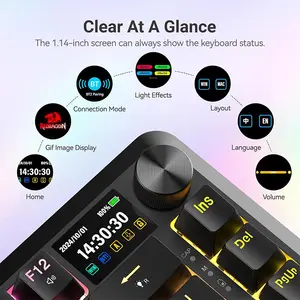 Redragon Flekact Pro K708-RGB Pro Tri-Mode RGB Gaming Keyboard, Wired USB-C, Bluetooth, 2.4GHz Wireless, Mechanical Gaming Design, Multi-Device Connectivity