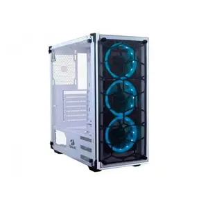 Redragon GC-606 Wheel Jack RGB Gaming PC Case White Edition, ATX Mid-Tower Chassis, 3×120mm Pre-Installed Cooling Fans, Tempered Glass Side Panel, High-Airflow Gaming Cabinet