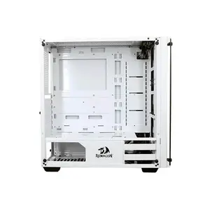 Redragon GC-606 Wheel Jack RGB Gaming PC Case White Edition, ATX Mid-Tower Chassis, 3×120mm Pre-Installed Cooling Fans, Tempered Glass Side Panel, High-Airflow Gaming Cabinet