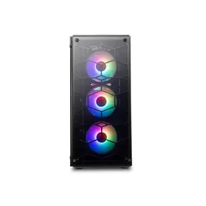 Redragon GC-606 Wheel Jack RGB Gaming PC Case Black Edition, ATX Mid-Tower Chassis, 3×120mm Pre-Installed Cooling Fans, Tempered Glass Side Panel, High-Airflow Gaming Cabinet