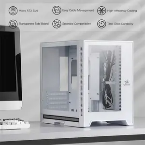 Redragon HOTROD GC-MC211W RGB Gaming PC Case, ITX Micro-ATX Support, Dual Tempered Glass Panels, Compact Chassis