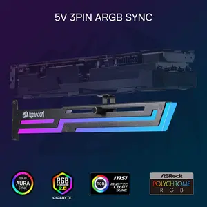 Redragon GCP03 ARGB GPU Support Bracket, Adjustable Graphics Card Holder Design, ARGB Lighting Effects, Anti-Sag GPU Support Solution, Premium PC Modding Accessory