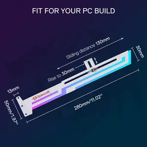 Redragon GCP03W ARGB GPU Support Bracket White Edition, Adjustable Graphics Card Holder Design, ARGB Lighting Effects, Anti-Sag GPU Support Solution for High-End Graphics Cards
