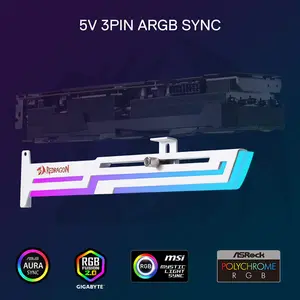 Redragon GCP03W ARGB GPU Support Bracket White Edition, Adjustable Graphics Card Holder Design, ARGB Lighting Effects, Anti-Sag GPU Support Solution for High-End Graphics Cards